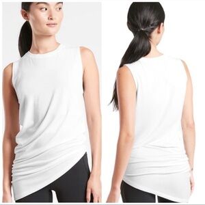 Athleta Cloudlight Restore Tank Top White Asymmetrical Soft Top Size Small
